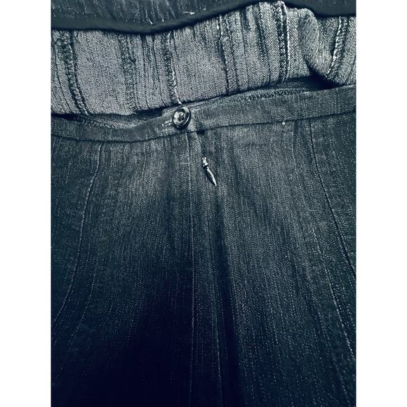 Vtg Dark Blue Denim Pleated Stretch Midi Skirt Size 6 Larry Levine - Picture 3 of 8